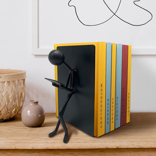 Ottimo Heavy Duty Metal Unique Office Desk Bookends for use as Bookshelf Decor, Home, Office or Kitchen Shelves. Unique, Cute and Decorative Book Stopper to Hold Books, Great Gift Idea