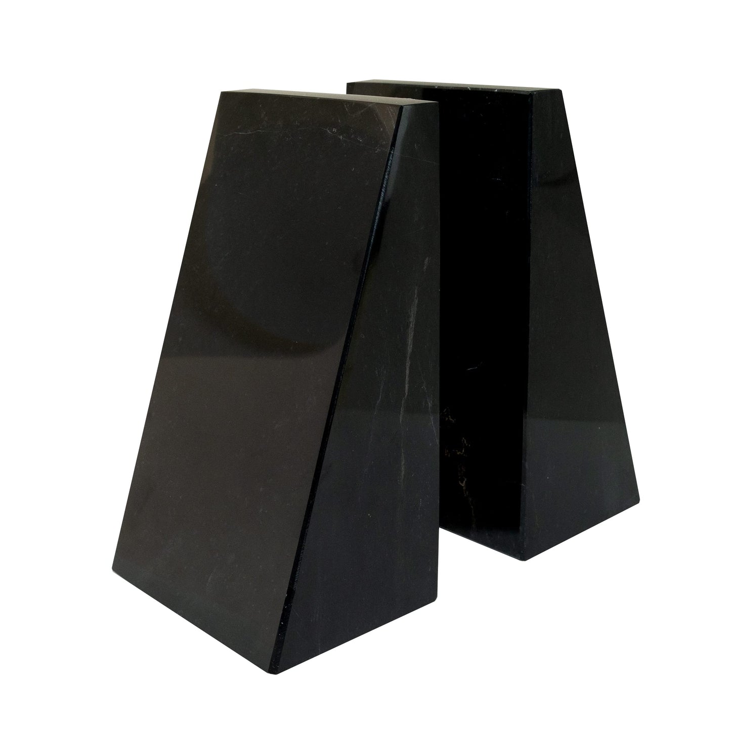Ottimo Polished 100% Natural Marble Heavy Stone bookends for use as Bookshelf Decor, Home, Office or Kitchen Shelves. Heavy, Triangular,and Modern Decorative Book Stopper with Silicone Anti-Slip Pads Black