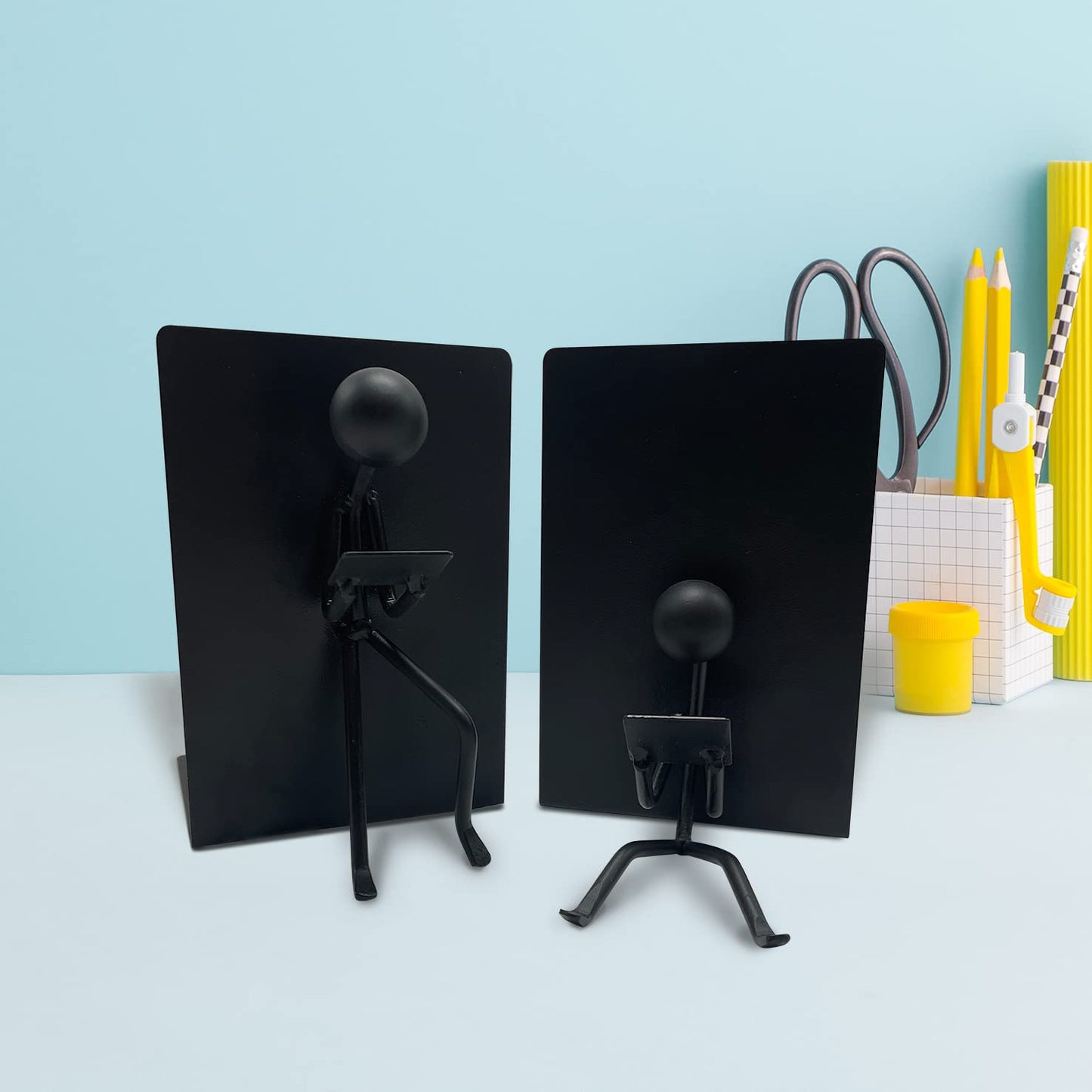 Ottimo Heavy Duty Metal Unique Office Desk Bookends for use as Bookshelf Decor, Home, Office or Kitchen Shelves. Unique, Cute and Decorative Book Stopper to Hold Books, Great Gift Idea