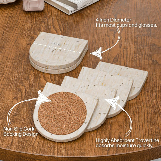 Ottimo Set of 6 Travertine Stone Coasters