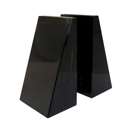 Ottimo Polished 100% Natural Marble Heavy Stone bookends for use as Bookshelf Decor, Home, Office or Kitchen Shelves. Heavy, Triangular,and Modern Decorative Book Stopper with Silicone Anti-Slip Pads Black
