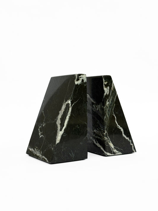 Ottimo Polished 100% Natural Marble Heavy Stone bookends for use as Bookshelf Decor, Home, Office or Kitchen Shelves. Heavy, Triangular,and Modern Decorative Book Stopper with Silicone Anti-Slip Pads Black Gold