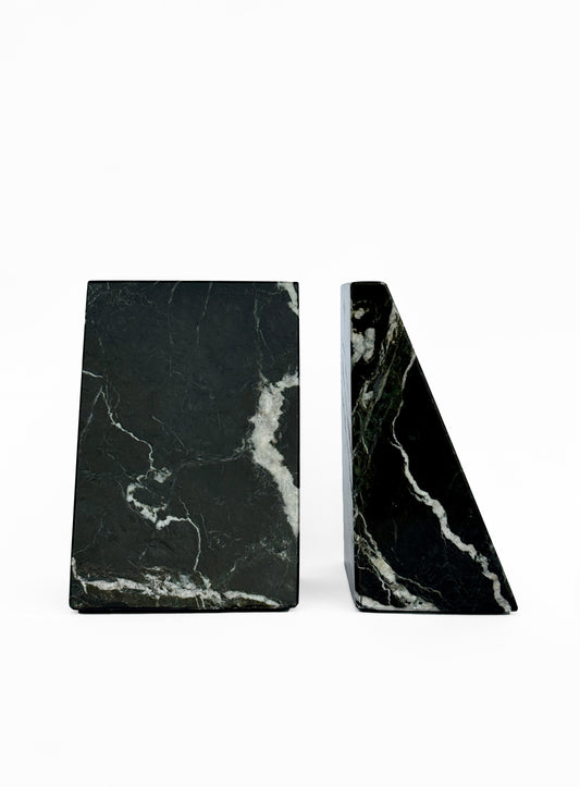 Ottimo Polished 100% Natural Marble Heavy Stone bookends for use as Bookshelf Decor, Home, Office or Kitchen Shelves. Heavy, Triangular,and Modern Decorative Book Stopper with Silicone Anti-Slip Pads Black Gold