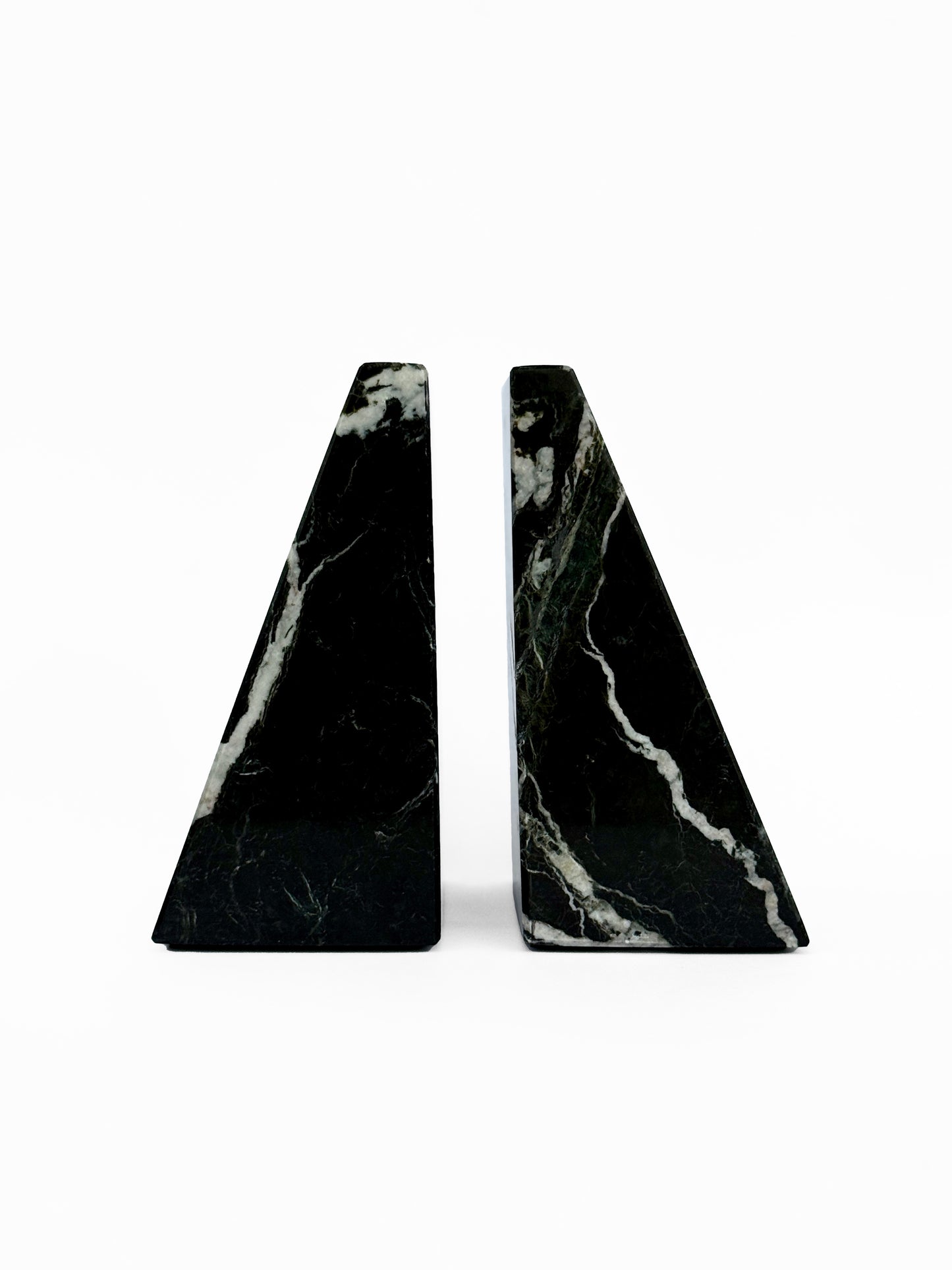 Ottimo Polished 100% Natural Marble Heavy Stone bookends for use as Bookshelf Decor, Home, Office or Kitchen Shelves. Heavy, Triangular,and Modern Decorative Book Stopper with Silicone Anti-Slip Pads Black Gold